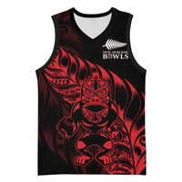 New Zealand Lawn Bowls Custom Basketball Jersey Red Maori Warrior Tribal Silver Fern LT9 Unisex Red - Polynesian Pride