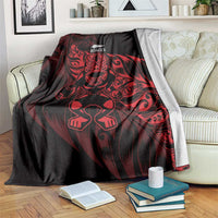 New Zealand Lawn Bowls Blanket Red Maori Warrior Tribal Silver Fern - Polynesian Pride