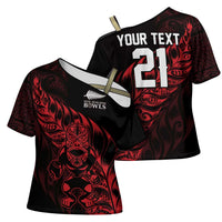 New Zealand Lawn Bowls Custom Cross Shoulder Shirt Red Maori Warrior Tribal Silver Fern LT9 - Polynesian Pride