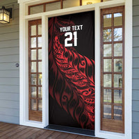 New Zealand Lawn Bowls Custom Door Cover Red Maori Warrior Tribal Silver Fern LT9 - Polynesian Pride