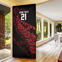 New Zealand Lawn Bowls Custom Door Cover Red Maori Warrior Tribal Silver Fern LT9 - Polynesian Pride
