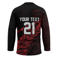 New Zealand Lawn Bowls Custom Hockey Jersey Red Maori Warrior Tribal Silver Fern LT9 - Polynesian Pride