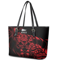 New Zealand Lawn Bowls Leather Tote Bag Red Maori Warrior Tribal Silver Fern LT9 - Polynesian Pride