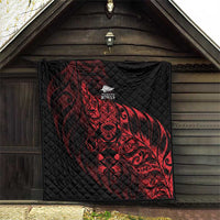 New Zealand Lawn Bowls Quilt Red Maori Warrior Tribal Silver Fern LT9 - Polynesian Pride