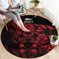 New Zealand Lawn Bowls Round Carpet Red Maori Warrior Tribal Silver Fern LT9 - Polynesian Pride