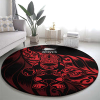 New Zealand Lawn Bowls Round Carpet Red Maori Warrior Tribal Silver Fern LT9 - Polynesian Pride