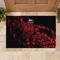 New Zealand Lawn Bowls Rubber Doormat Red Maori Warrior Tribal Silver Fern LT9 Red - Polynesian Pride