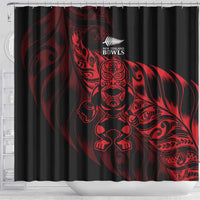 New Zealand Lawn Bowls Shower Curtain Red Maori Warrior Tribal Silver Fern LT9 - Polynesian Pride