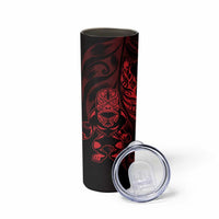 New Zealand Lawn Bowls Custom Skinny Tumbler Red Maori Warrior Tribal Silver Fern LT9 - Polynesian Pride