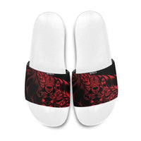New Zealand Lawn Bowls Slide Sandals Red Maori Warrior Tribal Silver Fern LT9 Red - Polynesian Pride