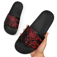 New Zealand Lawn Bowls Slide Sandals Red Maori Warrior Tribal Silver Fern LT9 - Polynesian Pride