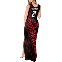 New Zealand Lawn Bowls Custom Tank Maxi Dress Red Maori Warrior Tribal Silver Fern LT9 - Polynesian Pride