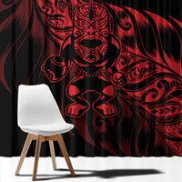 New Zealand Lawn Bowls Window Curtain Red Maori Warrior Tribal Silver Fern LT9 - Polynesian Pride