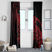New Zealand Lawn Bowls Window Curtain Red Maori Warrior Tribal Silver Fern LT9 - Polynesian Pride