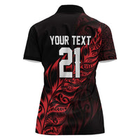 New Zealand Lawn Bowls Custom Women Polo Shirt Red Maori Warrior Tribal Silver Fern LT9 - Polynesian Pride