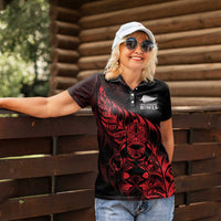 New Zealand Lawn Bowls Custom Women Polo Shirt Red Maori Warrior Tribal Silver Fern LT9 - Polynesian Pride