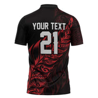 New Zealand Lawn Bowls Custom Zipper Polo Shirt Red Maori Warrior Tribal Silver Fern LT9 - Polynesian Pride