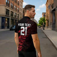 New Zealand Lawn Bowls Custom Zipper Polo Shirt Red Maori Warrior Tribal Silver Fern LT9 - Polynesian Pride