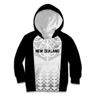 World Football 2026 New Zealand Custom Kid Hoodie All White Fern Maori Tribal LT9 Hoodie White - Polynesian Pride