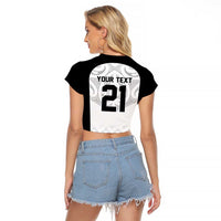 World Football 2026 New Zealand Custom Raglan Cropped T Shirt All White Fern Maori Tribal LT9 - Polynesian Pride
