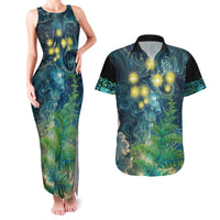 New Zealand Matariki Waipuna-a-rangi Couples Matching Tank Maxi Dress and Hawaiian Shirt He Roimata o Rangi LT9 Black - Polynesian Pride