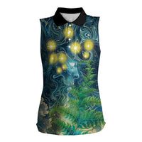 New Zealand Matariki Waipuna-a-rangi Women Sleeveless Polo Shirt He Roimata o Rangi LT9 Female Black - Polynesian Pride