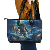 New Zealand Matariki Waita Leather Tote Bag The Way Of The Water LT9 - Polynesian Pride