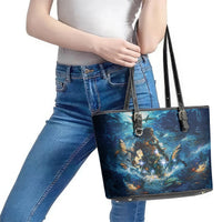 New Zealand Matariki Waita Leather Tote Bag The Way Of The Water LT9 - Polynesian Pride