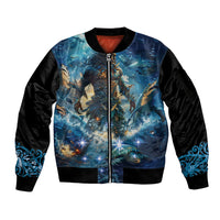 New Zealand Matariki Waita Sleeve Zip Bomber Jacket The Way Of The Water LT9 Unisex Black - Polynesian Pride