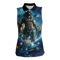 New Zealand Matariki Waita Women Sleeveless Polo Shirt The Way Of The Water LT9 Female Black - Polynesian Pride