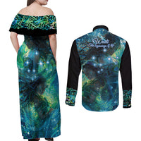 New Zealand Matariki Waiti Couples Matching Off Shoulder Maxi Dress and Long Sleeve Button Shirt The Beginnings Of Life LT9 - Polynesian Pride