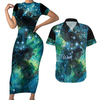 New Zealand Matariki Waiti Couples Matching Short Sleeve Bodycon Dress and Hawaiian Shirt The Beginnings Of Life LT9 Black - Polynesian Pride
