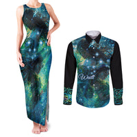 New Zealand Matariki Waiti Couples Matching Tank Maxi Dress and Long Sleeve Button Shirt The Beginnings Of Life LT9 Black - Polynesian Pride