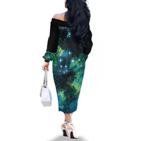 New Zealand Matariki Waiti Family Matching Off The Shoulder Long Sleeve Dress and Hawaiian Shirt The Beginnings Of Life LT9 - Polynesian Pride