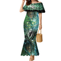New Zealand Matariki Waiti Family Matching Mermaid Dress and Hawaiian Shirt Waimori and The Origin Of Life LT9 Mom's Dress Black - Polynesian Pride