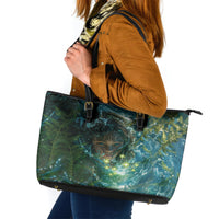 New Zealand Matariki Waiti Leather Tote Bag Waimori and The Origin Of Life LT9 Black - Polynesian Pride