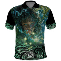 New Zealand Matariki Waiti Polo Shirt Waimori and The Origin Of Life LT9 Black - Polynesian Pride
