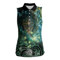 New Zealand Matariki Waiti Women Sleeveless Polo Shirt Waimori and The Origin Of Life LT9 Female Black - Polynesian Pride