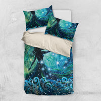 New Zealand Matariki Hiwa-i-te-rangi Bedding Set Titiro ki nga Whetu Wishing Star LT9 US Twin 172cm x 218cm Black - Polynesian Pride