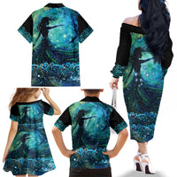 New Zealand Matariki Hiwa-i-te-rangi Family Matching Off The Shoulder Long Sleeve Dress and Hawaiian Shirt Titiro ki nga Whetu Wishing Star LT9 - Polynesian Pride