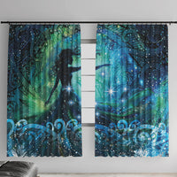 New Zealand Matariki Hiwa-i-te-rangi Window Curtain Titiro ki nga Whetu Wishing Star LT9 With Hooks Black - Polynesian Pride