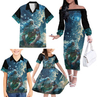 New Zealand Matariki Ururangi Family Matching Off The Shoulder Long Sleeve Dress and Hawaiian Shirt The Murmur Of The Wind LT9 - Polynesian Pride