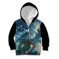 New Zealand Matariki Ururangi Kid Hoodie The Murmur Of The Wind LT9 Zip Hoodie Black - Polynesian Pride