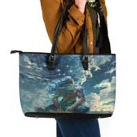 New Zealand Matariki Ururangi Leather Tote Bag The Murmur Of The Wind LT9 - Polynesian Pride