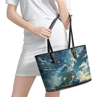 New Zealand Matariki Ururangi Leather Tote Bag The Murmur Of The Wind LT9 - Polynesian Pride