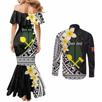 Alo Chiefdom Wallis and Futuna Personalized Couples Matching Mermaid Dress and Long Sleeve Button Shirt Frangipani Flowers Polynesian Pattern LT9 - Polynesian Pride