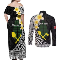 Alo Chiefdom Wallis and Futuna Personalized Couples Matching Off Shoulder Maxi Dress and Long Sleeve Button Shirt Frangipani Flowers Polynesian Pattern LT9 - Polynesian Pride