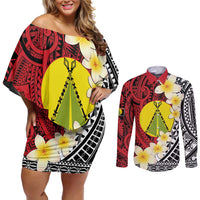 Sigave Chiefdom Wallis and Futuna Personalized Couples Matching Off Shoulder Short Dress and Long Sleeve Button Shirt Frangipani Flowers Polynesian Pattern LT9 Red - Polynesian Pride