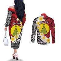 Sigave Chiefdom Wallis and Futuna Personalized Couples Matching Off The Shoulder Long Sleeve Dress and Long Sleeve Button Shirt Frangipani Flowers Polynesian Pattern LT9 - Polynesian Pride