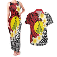 Sigave Chiefdom Wallis and Futuna Personalized Couples Matching Tank Maxi Dress and Hawaiian Shirt Frangipani Flowers Polynesian Pattern LT9 Red - Polynesian Pride